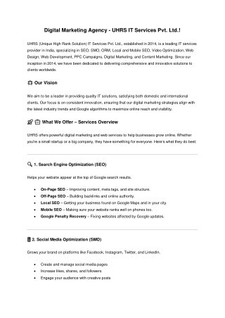 Digital Marketing Agency - UHRS IT Services Pvt. Ltd.!