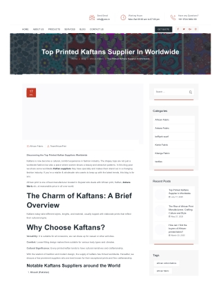 Top Printed Kaftans Supplier in Worldwide