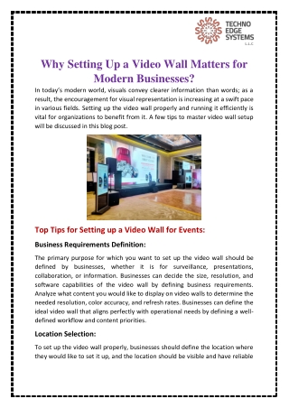 Why Setting Up a Video Wall Matters for Modern Businesses?