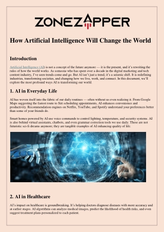 How Artificial Intelligence Will Change the World