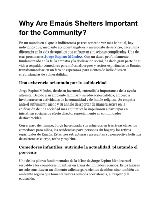 Why Are Emaús Shelters Important for the Community_