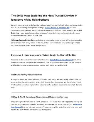 The Smile Map_ Exploring the Most Trusted Dentists in Jonesboro AR by Neighborhood