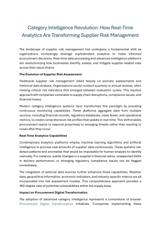 Category Intelligence Revolution How Real-Time Analytics Are Transforming Supplier Risk Management