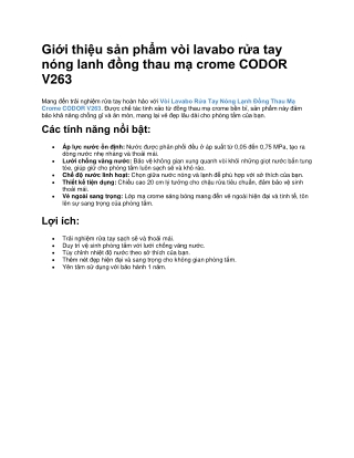 vòi lavabo rửa tay nóng lanh đồng thau mạ crome CODOR V263