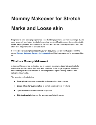 Mommy Makeover Surgery In Hyderabad