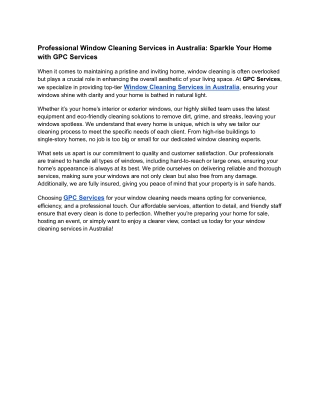 Professional Window Cleaning Services in Australia_ Sparkle Your Home with GPC Services