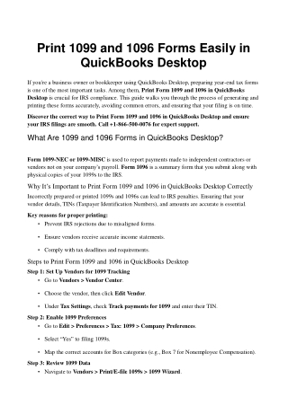 How to Print Form 1099 and 1096 in QuickBooks Desktop