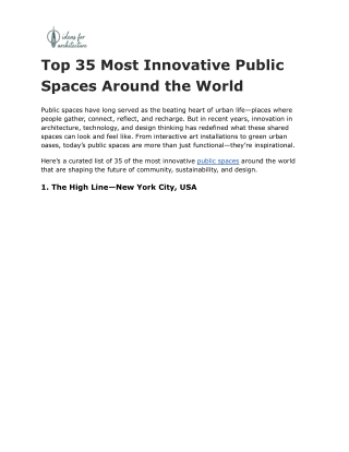 Top 35 Most Innovative Public Spaces Around the World