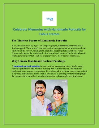 Celebrate Memories with Handmade Portraits by Fabus Frames