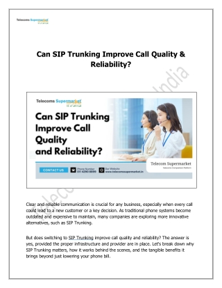 Can SIP Trunking Improve Call Quality
