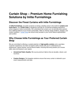 Inlite Furnishings – Your Trusted Curtain Shop for Elegant Home Styling