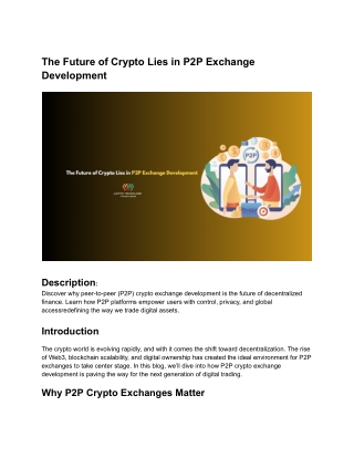 The Future of Crypto Lies in P2P Exchange Development