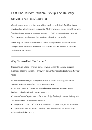 Open and Enclosed Transport in Perth – Your Vehicle Shipping Solutions