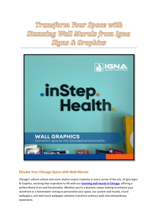 Transform Your Space with Stunning Wall Murals from Igna Signs & Graphics