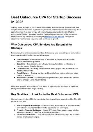 Best Outsource CPA for Startup Success in 2025