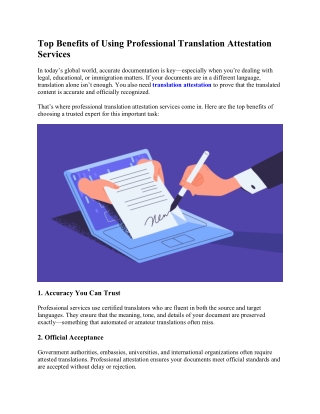 Top Benefits of Using Professional Translation Attestation Services