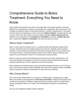 Botox Treatments in Costa Mesa and Santa Ana: Achieve Youthful, Smooth Skin