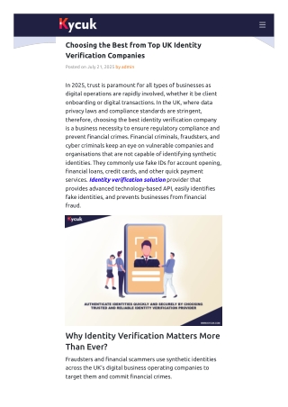 Choosing the Best from Top UK Identity Verification Companies