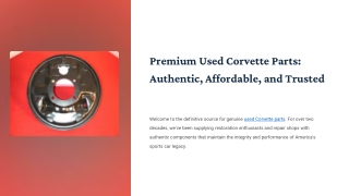 Premium Used Corvette Parts: Authentic, Affordable, and Trusted