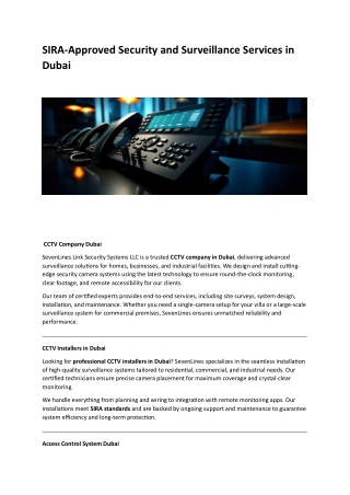 CCTV Company Dubai – SevenLines Link Security Systems LLC