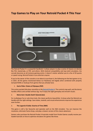 Top Games to Play on Your Retroid Pocket 4 This Year