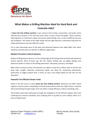 What Makes a Drilling Machine Ideal for Hard Rock and Concrete Jobs?