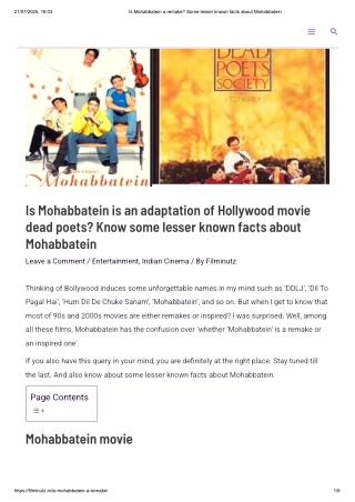 Is Mohabbatein a remake_ Some lesser known facts about Mohabbatein