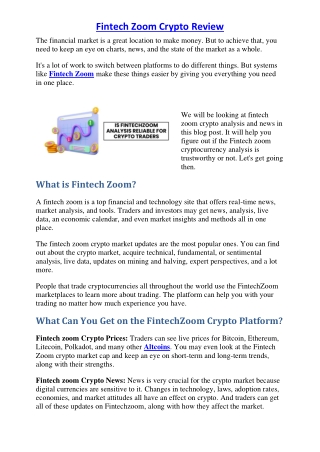 Is Fintech Zoom a Reliable Crypto Platform?