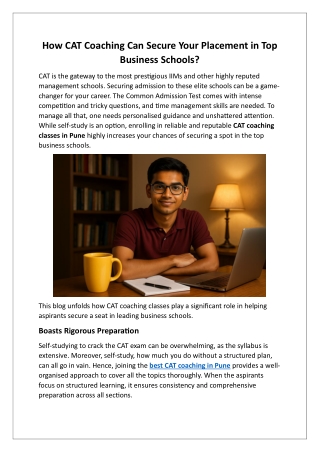 How CAT Coaching Can Secure Your Placement in Top Business