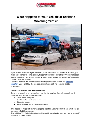 What Happens to Your Vehicle at Brisbane Wrecking Yards_