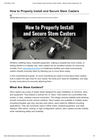 How to Properly Install and Secure Stem Casters