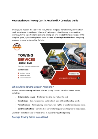 How Much Does Towing Cost in Auckland? A Complete Guide