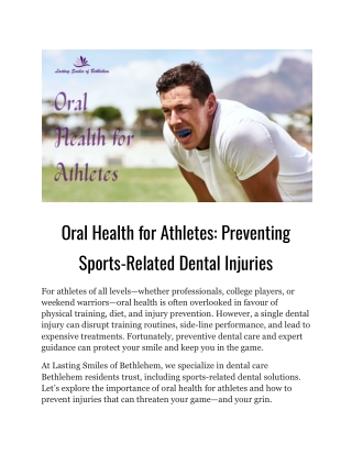 Oral Health for Athletes: Preventing Sports-Related Dental Injuries