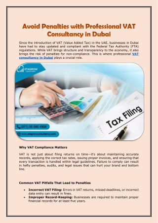 Avoid Penalties with Professional VAT Consultancy in Dubai