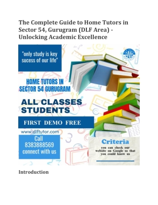 Home Tutor in Sector 54 Gurugram | CBSE Home tutors Near me | Dlf tutor