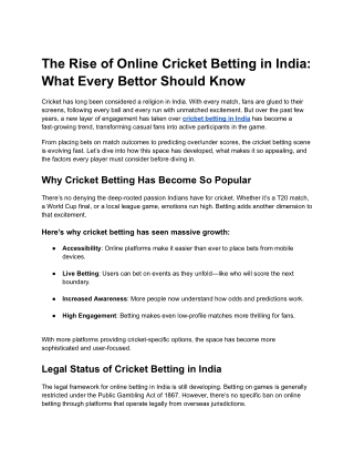 The Rise of Online Cricket Betting in India:  What Every Bettor Should Know