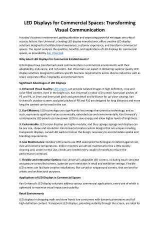 LED Displays for Commercial Spaces Transforming Visual Communication