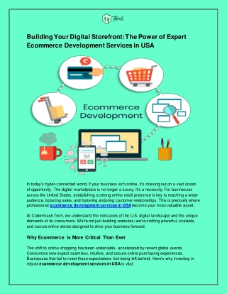 Professional Ecommerce Development Services in USA – Codermask Tech