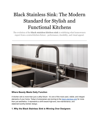 Black Stainless Sink: The Modern Standard for Stylish and Functional Kitchens