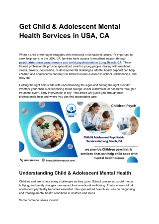 Get Child & Adolescent Mental Health Services in USA, CA (2)