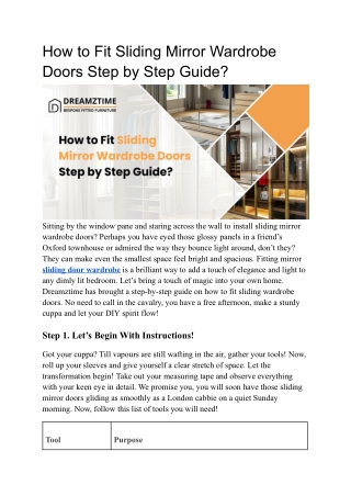 How to Fit Sliding Mirror Wardrobe Doors Step by Step Guide