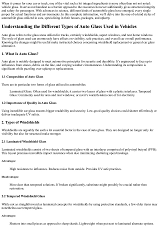 Understanding the Different Types of Auto Glass Used in Vehicles