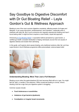 Say Goodbye to Digestive Discomfort with Dr Gut Bloating Relief – Layla Gordon’s Gut & Wellness Approach