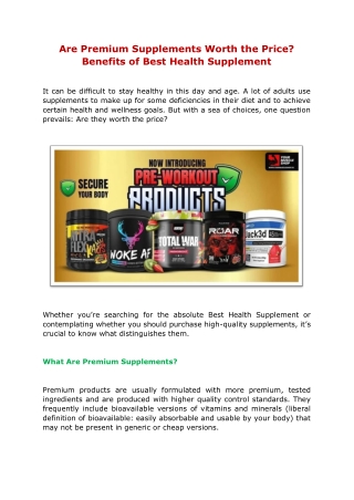 Are Premium Supplements Worth the Price? Benefits of Best Health Supplement