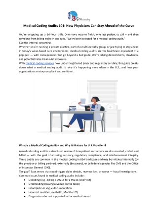 Medical Coding Audit Guide for Physicians | 3Gen Consulting