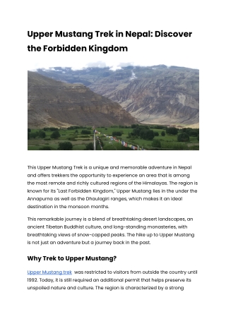 Upper Mustang Trek in Nepal_ Discover the Forbidden Kingdom