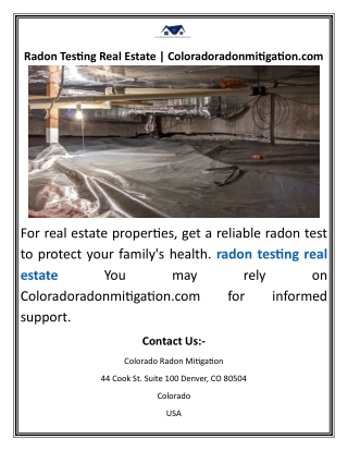 Radon Testing Real Estate  Coloradoradonmitigation
