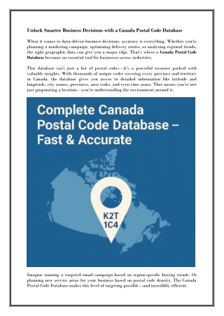 Download Verified Canada Postal Code Listings Today