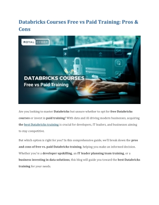 Free Databricks Courses vs Paid Training Pros & Cons By Royal Cyber
