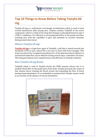 Top 10 Things to Know Before Taking Tastylia 60 mg